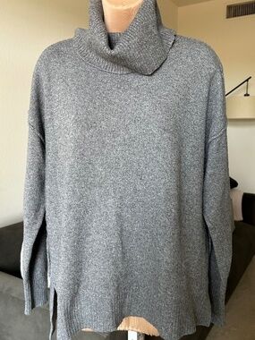 BAR III Heathered Grey Cowl Neck Hi-lo Sweater